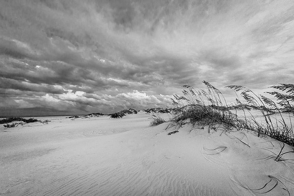 Storm clouds building near Oregon Inlet, NC (B&W)