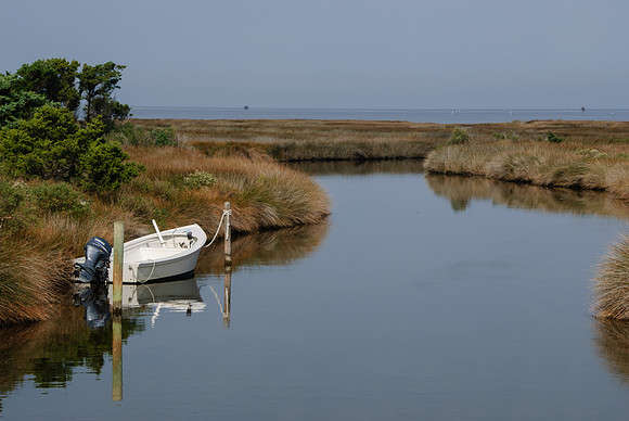 Salt marsh and wooden boat, Ocracoke, NC