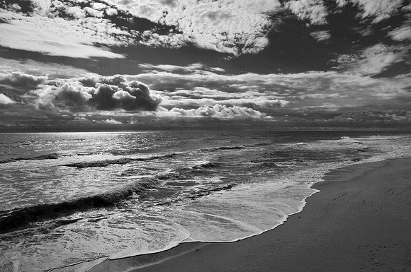 Waves & Sky Meet at the Horizon, Kitty Hawk, NC (B&W)
