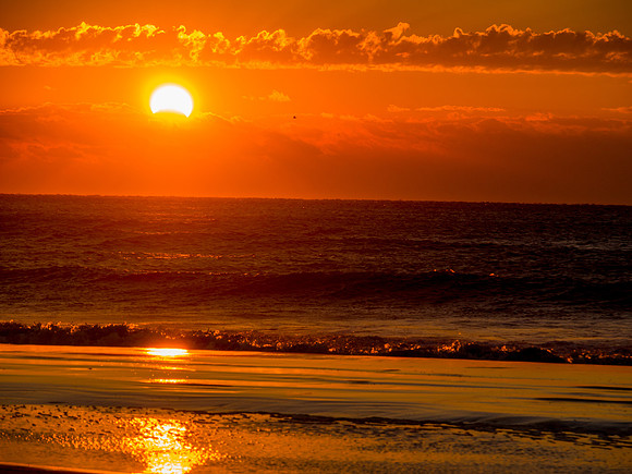 Partial Solar Eclipse reflected on the beach