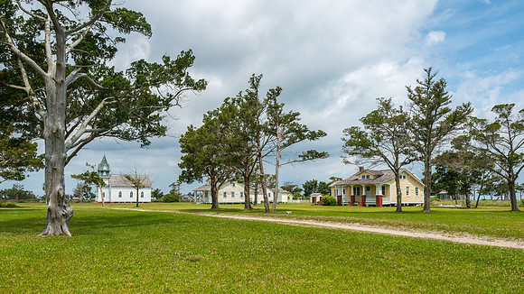 The main street in Portsmouth Village, NC
